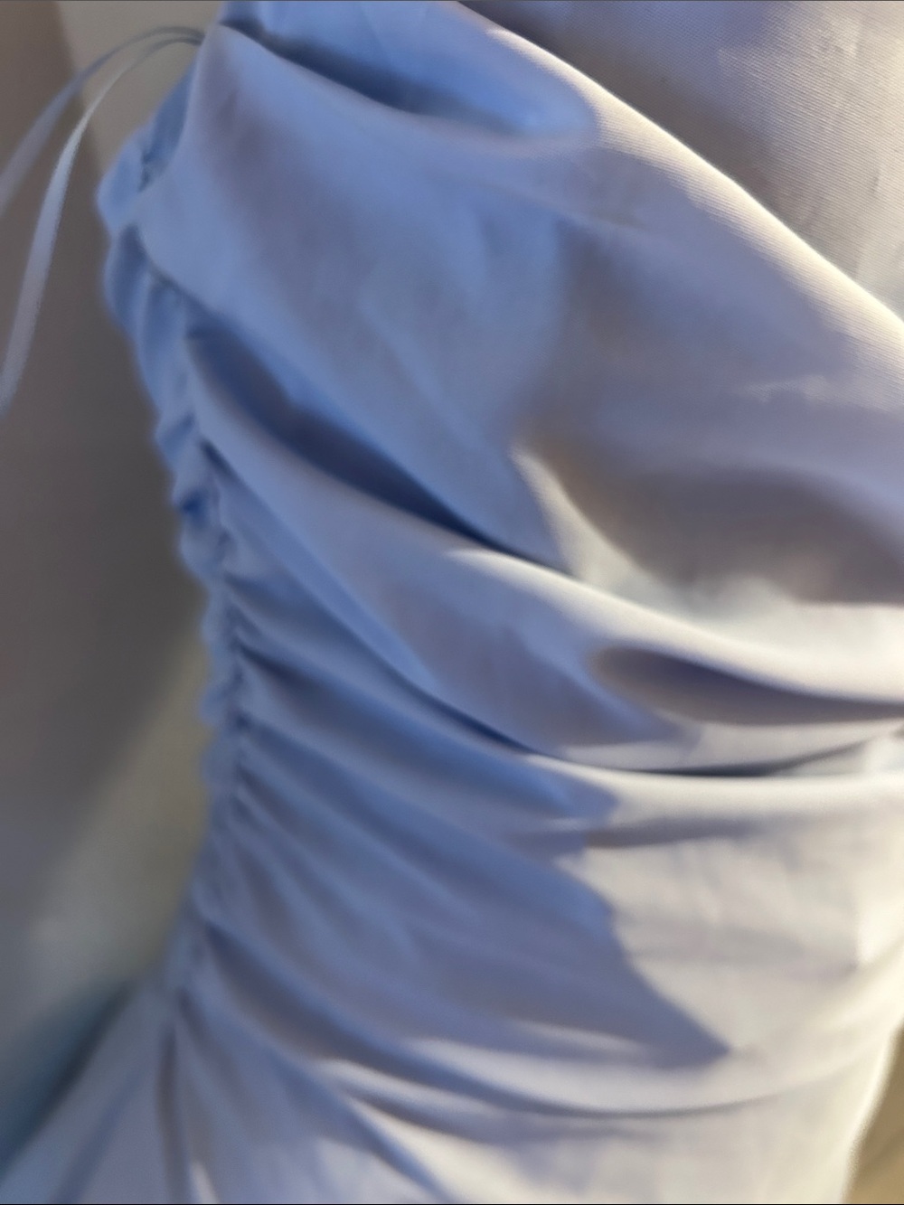 Strapless Light Blue Ruched Mini Dress - Picture 8 of 11